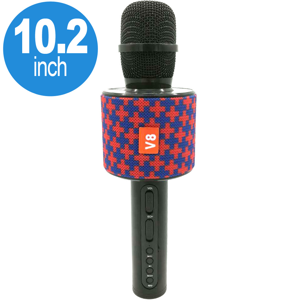 ''Wireless Bluetooth Karaoke Microphone, 3-in-1 Portable Hand SPEAKER V8 (Blue Red)''